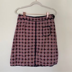 VINTAGE Tory Burch printed A-line skirt w/ pleated split front, Size 2